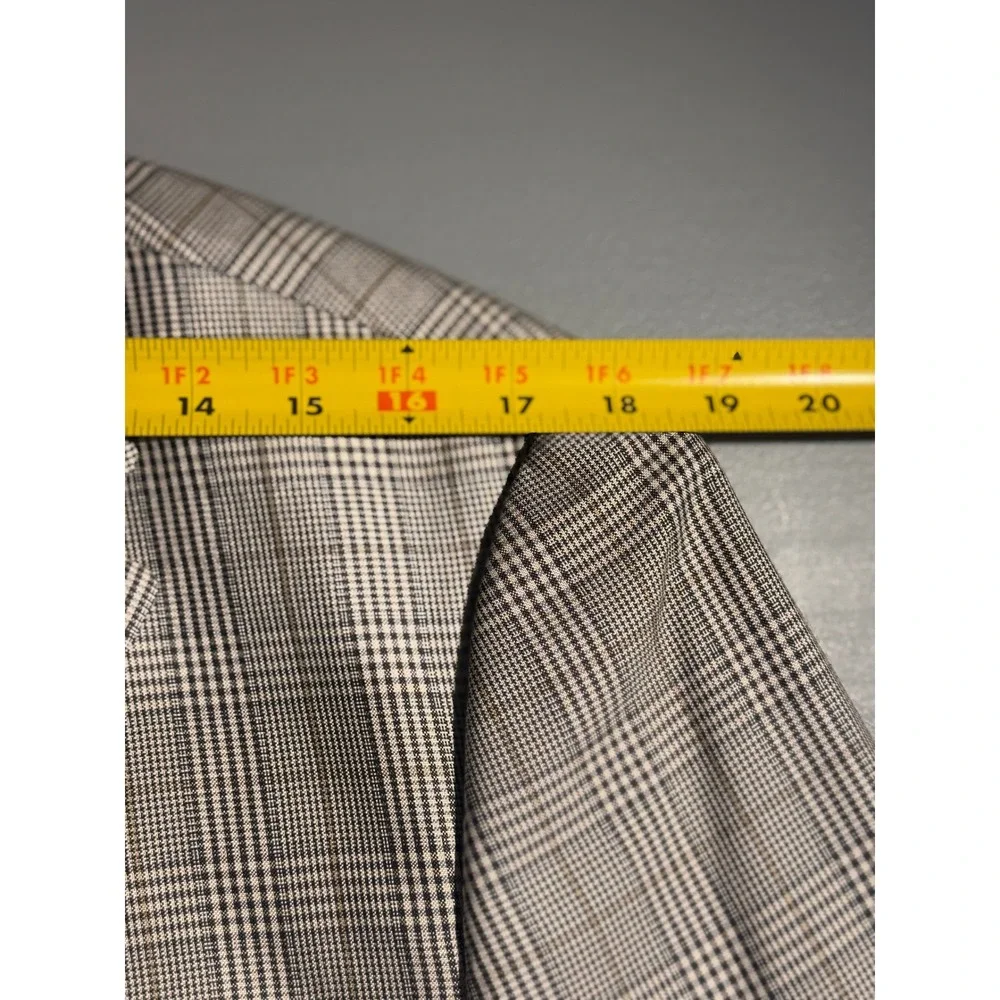 Joseph Abboud Silk Wool Glen Plaid Blazer Sport Coat Mens 38S Grey Tan